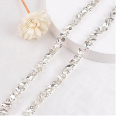 URROMA 3ft Crystal Rhinestone Chain Border Bling Rhinestone Applique Costume Embellishment for Shoes Bags Hat DIY Manual Wedding Party Decoration