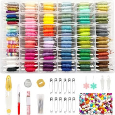 660 Pieces Friendship Bracelet String Kit with Storage Box, Embroidery Floss Kit Includes 110 Colours Embroidery Thread, 500 Beads, 50 Cross Stitch Tools for Hand Embroidery Knitting Sewing Floss