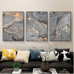 WADBTP Islamic Canvas Pictures, Islamic Canvas Painting, Marble Background Allah Islamic Arabic Calligraphy Poster, Living Room Bedroom Home Decor - Without Frame (Marbled B, 3 Pieces - 40 x 60 cm)