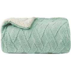 Cuddly Blanket Fluffy with Incredibly Soft Texture Extra Warm for Winter, Ideal as a Sofa Blanket and Bed Throw, Good Gifts for Women (Green Geometry, 150 x 200 cm)