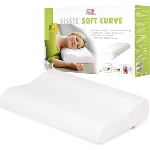 Sissel® Soft Curve Pillow | Gentle Support & Comfort | Viscoelastic Foam | Velour Cover Machine Washable | Relief for Neck & Spine