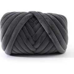 Thick Wool Yarn 500 g, Velvet Wool Bulky Arm Knitting Wool Chunky Knit Soft Wool Yarn Wool for Knitting or Crocheting for Blanket, Perfect for Weaving Pet Nest, Blankets, Decorative Cushion Dark Grey