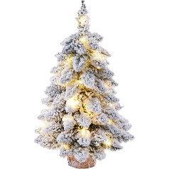 MISNODE Mini Christmas Tree 7 Inch Battery Operated with LED String Lights Artificial Snow Flocked Pine Christmas Tree Christmas Decoration