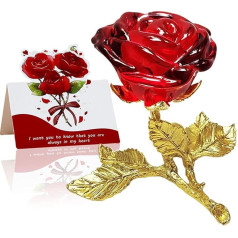 K9 Rose Crystal Red, K9 Artificial Rose, Eternal Rose, Gift for Her, 3D Glass Flowers, Handmade for Mother's Day, Valentine's Day, Christmas, Action, Birthday, Women Gift
