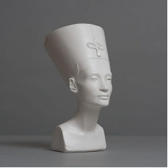 Nefertiti Sculpture Made of High-Quality Zellan, Handmade, Made in Germany, Bust in White, 18 cm