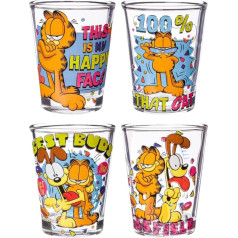Silver Buffalo Garfield Neon 90s 4 Piece 42.5ml Mini Glass Set 4x1
