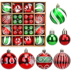 Christmas Tree Decorations, Pack of 44 Christmas Baubles Ornaments, Christmas Baubles Hanging Baubles Ornaments, Christmas Decorations, Shatterproof Glitter Ornaments, for Christmas Decoration,