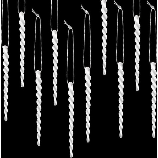 Boao Pack of 50 Plastic Icicles Twisted Plastic Icicles Christmas Decorations Icicles Decoration Christmas Tree and Holiday Christmas Wedding Hanging (White, 5.12 Inches)