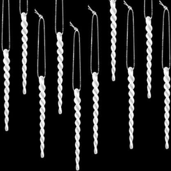 Boao Pack of 50 Plastic Icicles Twisted Plastic Icicles Christmas Decorations Icicles Decoration Christmas Tree and Holiday Christmas Wedding Hanging (White, 5.12 Inches)