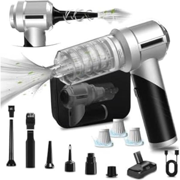 Lambluefly 4-in-1 Handheld Vacuum Cleaner Battery, 18 KPA Handheld Vacuum Cleaner Strong with Brushless Motor, 3 Levels Adjustable, Mini Handheld Vacuum Cleaner, Wireless, Compressed Air Spray,