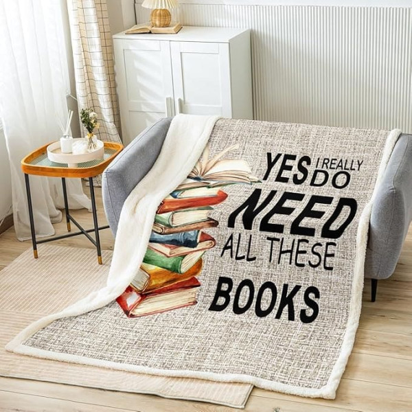 Bed Blanket Book Lover Throw Blanket Lightweight Soft Cozy Luxury Book Fleece Blanket Watercolor Flannel Blanket for Sofa Bedroom Office Travel All Seasons (Twin, 60 x 80 Inch)