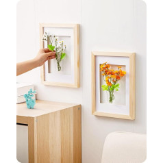 Baffect Decorative Vase Small with Picture Frame, Wall Vase Glass Small, Plant Glass Vases for Home Decoration, Test Tube Vase Set for Flowers, One Rose, Hydroponics, Seasonal Wall Decoration (Set of
