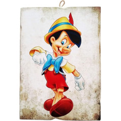 KUSTOM ART Vintage Style Square Pinocchio Series Wooden Print 40 x 30 cm Gift Idea