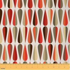 Geometric Chair Upholstery Fabric, Retro 60s 70s Geometric Round Fabric by The Yard Vintage Raindrop Fabric for Upholstery and DIY Projects, Orange,Cream