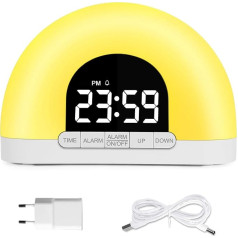 U-picks Alarm Clock Digital Alarm Clock Children, Light Alarm Clock Children's Alarm Clock Digital with Night Light Snooze Sunrise Alarm Function Adjustable Brightness LED Smart Alarm Clock Children