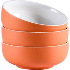 Yundu 1.6L Ceramic Bowl Sets, Po Bowl, Large Bowls, Soup Bowls, Fruit Bowls, Salad Bowls, Serving Bowls, Set of 3, Microwave and Dishwasher Safe Orange