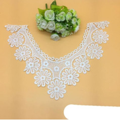 1 x white lace collar embroidered neckline trim appliqué embellishments vintage border wedding dress accessory #XH01-08-04