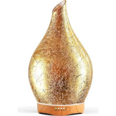 Porseme Aroma Diffuser Glass with Gold-Plated, 280 ml, Hand-Blown Humidifier, Ultrasonic Cool Mist Quiet, 7 Colour-Changing LEDs, Last 7 Hours, Room Humidifier with Timer, BPA-Free for Home