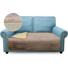 Granbest Luxury Thick Sofa Cushion Covers Similar to Rabbit Fur Stylish Plush 750GSM Seat Covers for 2-Seater Sofa Non-Slip Medium Couch Cushion Cover for Pets, Dogs (2 Seater, Camel)