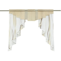 HongYa Drawstring Net Curtain Transparent Voile Short Curtain for Small Windows H/W 145 x 140 cm Cream Brown