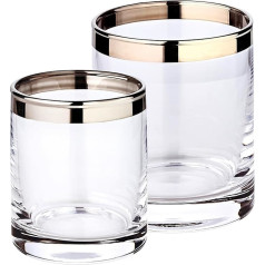 EDZARD Set of 2 Molly, hand-blown crystal glass with platinum edge, height 8 cm, diameter 7 cm and height 10 cm, diameter 8.5 cm