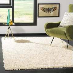 SAFAVIEH Athens Shag Collection Shaggy Rug for Living Room Dining Room Bedroom High Pile Ivory 61 x 90 Inch