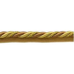 1.5cm Ellora Collection Large Twisted Decorative Rope Cord with Lip | Cord Trim (Style # 0058EL) Golden Beige Multi Coloured #EL15 (Golden Beige, Dark Gold) Sold By The Yard (3 36 Inch 4cm)
