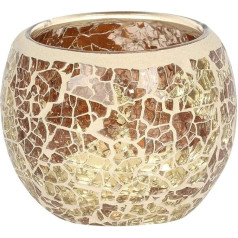 Something Different CH_65430 Crackle Glass Candle Holder Large Gold 9.5cm H x 10cm W x D