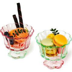 TUCHACA Pink and Green Dessert Bowls (Pink and Green)