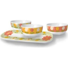 THUN - Florianne appetizer set with three bowls and oval saucer made of porcelain