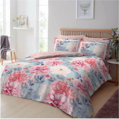 GC GAVENO CAVAILIA Reversible Duvet Cover Set Double Bed - Blossom 3-Piece Double Bed Linen Set (200 x 200 m) with Button Closure, Easy Care Washable Duvet Covers, Blush Pink