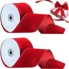 2 Rolls Christmas Ribbon Ribbon Christmas Double-Sided Christmas Velvet Ribbon Christmas Red Velvet Ribbon Christmas Ribbons Wide Ribbon for Handmade Ribbon Bouquet