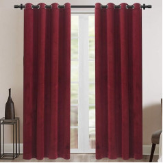 Rose Home Fashion Velvet Blackout Curtains Set with Eyelets 2 Panels Thermal Insulated Velvet Curtains for Living Room Bedroom 66 x 54 (W x L), Burgundy
