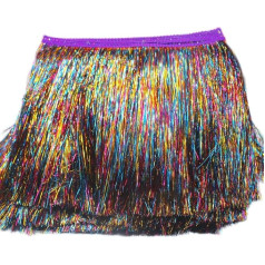 15 cm x 10 m Tinsel Fringe Border Fringe Ribbon Decorative Ribbon Dance Fringe Cut Fringe Tinsel Garland Fringe Trim for Sewing, DIY Crafts, Costumes, Curtains, Party, Christmas Decoration, Colourful