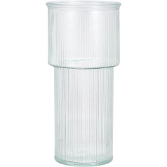 PATIKIL Modern Ribbed Glass Vase 4.45 x 9.4 Inch Clear Ribbed Vase Decorative Flowers Vase for Home Office Decoration Dining Table Centrepieces Wedding Event Transparent