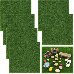 Pack of 6 Artificial Grass Miniature Garden, 15 x 15 cm Artificial Grass for Crafts, Artificial Grass Gnome, Miniature Lawn Decoration, Miniature Garden Lawn, Artificial Grass Small for Crafts, for