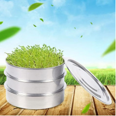 3-Tier Stainless Steel Germination Tray Stackable Sprout Box Plants Propagation Trays Germination Box Germination Machine Seeds Germination Growing Set with Metal Strainer Lid