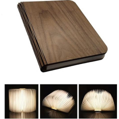 VORRINC Wooden Folding Book Lamp, Mood Lighting, Bedside Lamp, Magnetic LED Light, Decorative Lights with 2000 mAh Lithium Battery, 360° Foldable, Ideal for Gift (Black Walnut)