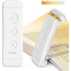 Glocusent Set of 2 Reading Lamps, Book Clamp, Rechargeable USB Reading Light in Bed, 3 Amber Colours & 5 Brightness Dimmable, Compact, Durable Book Reading Lamp, Gift for Children Bookworms
