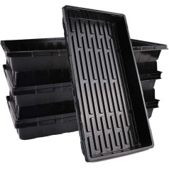 Mengxin 6 Pieces Plant Bowls Plastic Rectangular Seedling Starter Breeding Trays for Seedlings Plant Germination Greenhouse Hydroponics (Black)