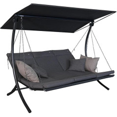 Angerer Freizeitmöbel GmbH Swing Smart Hollywood Swing - Garden Swing Made in Germany - Swing for Sitting, Lying and Relaxing - Includes Bed Function - Easy Assembly (Grey)