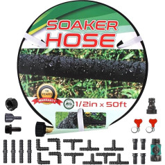 Suneed 50ft Drip Hose for Garden Beds, Heavy Duty Garden Drip Hoses 50ft Irrigation Hose - Saves Water, Hose with Drip Irrigation (50ft)