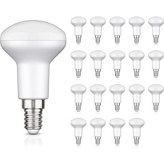 ledscom.de Pack of 20 E14 LED Bulbs R50 Warm White (2700K) 6.2W 608LM 116° 3 Level Dimmer Matt