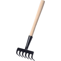 Garronda Small Hand Rake 6 Teeth for the Garden Small Metal Rake Flower Rake Mini Rake GD-0003 (Garden Rake: 6 Prongs, Short)