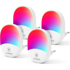 Lyridz Night Light Socket with Twilight Sensor, Dimmable Colour Changing RGB LED Light, Touch Sensitive, Baby Nursery Bedroom Toilet Atmosphere Pack of 4