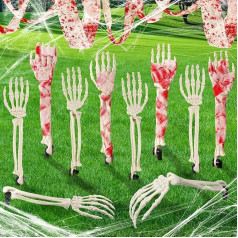 JMUQ Halloween Skeleton Stakes Decorations Groundbreaker Skull Arms with Stakes Cracks Skeleton Decoration for Outdoor Yard Lawn Garden Cemetery Party Supplies (Pack of 10)