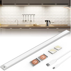SOAIY LED Dimmable Under-Unit Light 60 cm Kitchen Lamp 4500 mAh Rechargeable Cabinet Lighting On/Off/Dimming with Hand Movement 2700K-6500K Magnetic Light Strip for Kitchen Cabinet Wardrobe