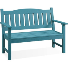 EFURDEN Weatherproof Garden Bench, 2-Seater Garden Bench for Patio, Balcony and Garden, Park Bench with Armrest and Backrest (Blue)