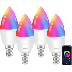 ANTELA Alexa Light Bulb E14 4.5 W LED Lamps Smart WiFi Bulb RGB Cool White Warm White Light, App Control, Voice Control, Compatible with Google Home, 4 Pieces