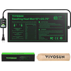 VIVOSUN Seedling Heat Mat with Self-Adjusting Dual Digital Display, Temperature Control, 10 x 20.7 inch, Waterproof Plant Heating Pad for Germination, Hydroponics, Brewing, Breeding and Greenhouses